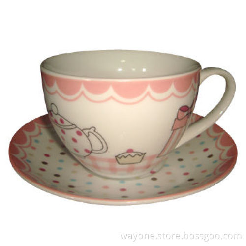 220cc Tea Cup and Saucer with Pink Color, Fashionable Shape
